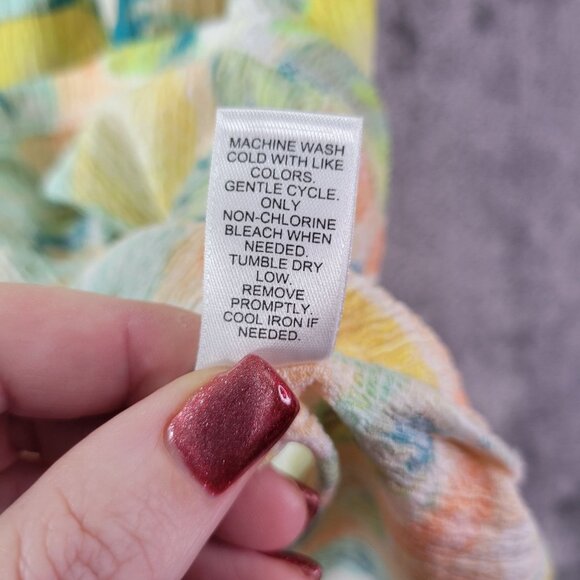 Casio Womens XL Lemon Print Off Shoulder Ruffle Blouse Summer Resort‎ Vacation - Picture 8 of 10